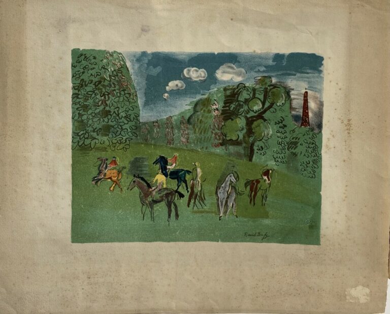 Raoul DUFY (1877-1953) - Les courses - Lithographie - 33 x 40.5 cm