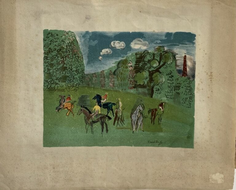 Raoul DUFY (1877-1953) - Les courses - Lithographie - 33 x 40.5 cm