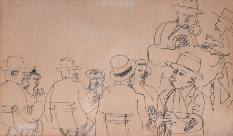 Raoul DUFY (1877-1953) - Terrasse de café à Arles, 1931 - Encre noire sur papie…