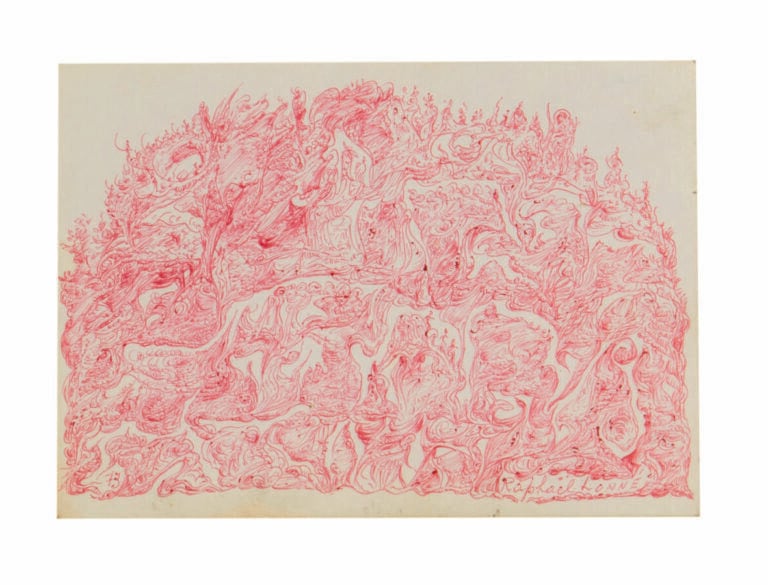 Raphaël LONNÉ (1910-1989) - Composition, 1973 - Styllo bille rouge sur carton m…