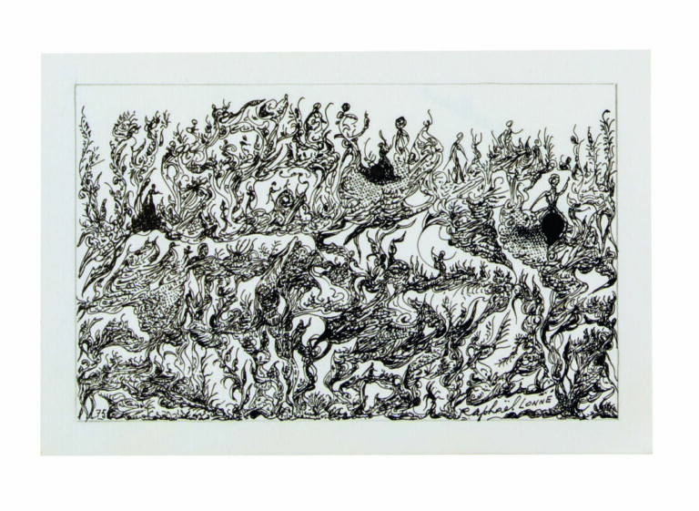Raphaël LONNÉ (1910-1989) - Composition, 1975 - Encre sur carton mince, signée…