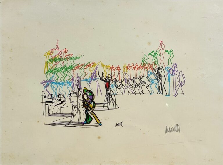 Raymond MORETTI (1931-2005) - Le concert - Estampe en couleur, signée en bas à…