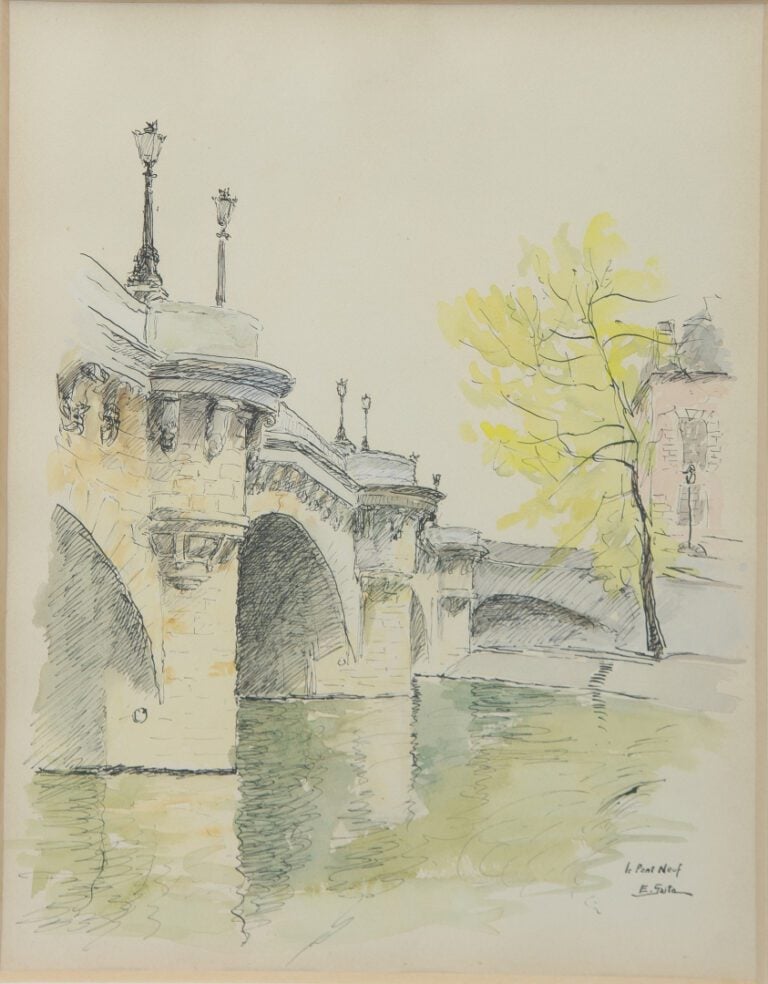 REGROUPE LOT 44 SAITO Ei Ichi (né en 1920). - Paris, le Pont Neuf et la place F…