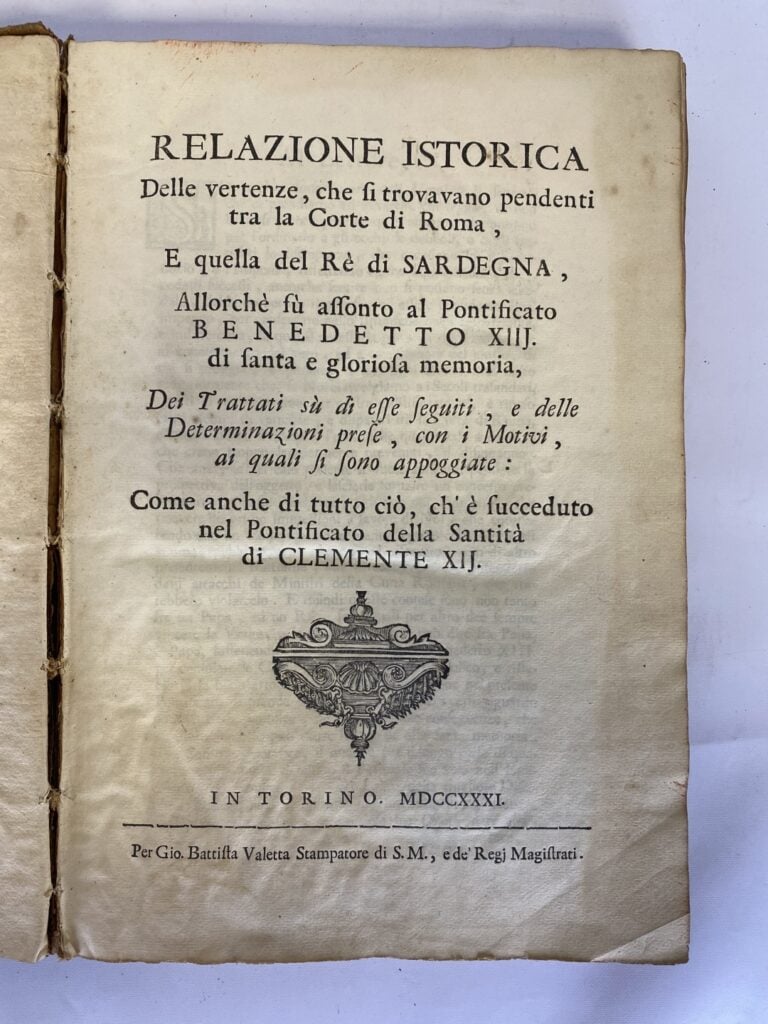 Relazione istorica delle vertenze che si trovavano pendenti tra la Corte di Rom…