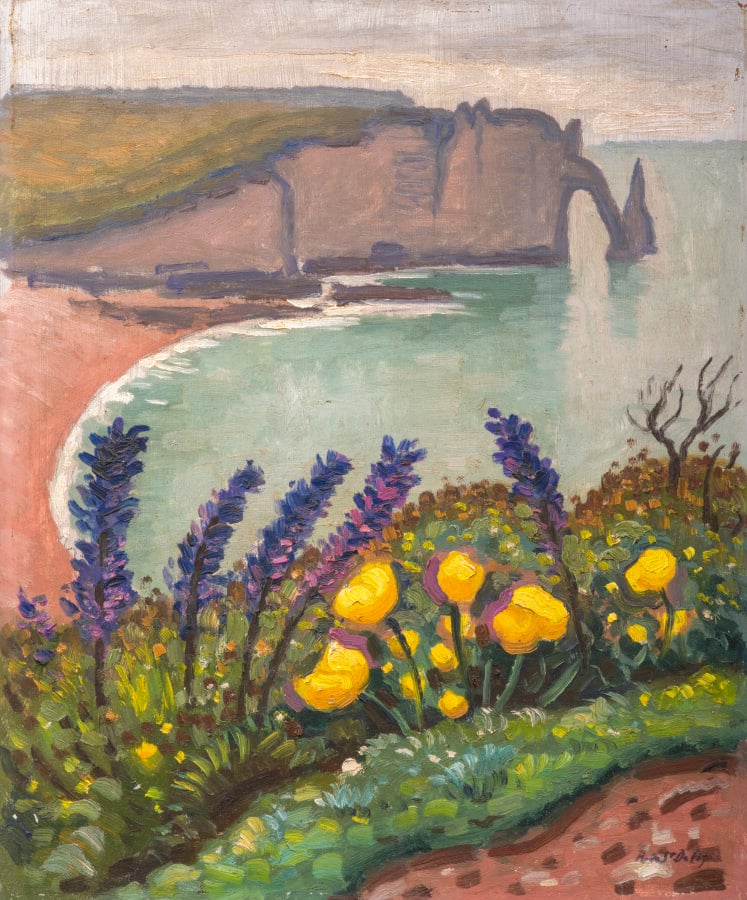 René Liénard de SAINT- DELIS (1873-1958) Paysage à Etretat - Huile sur isorel,…