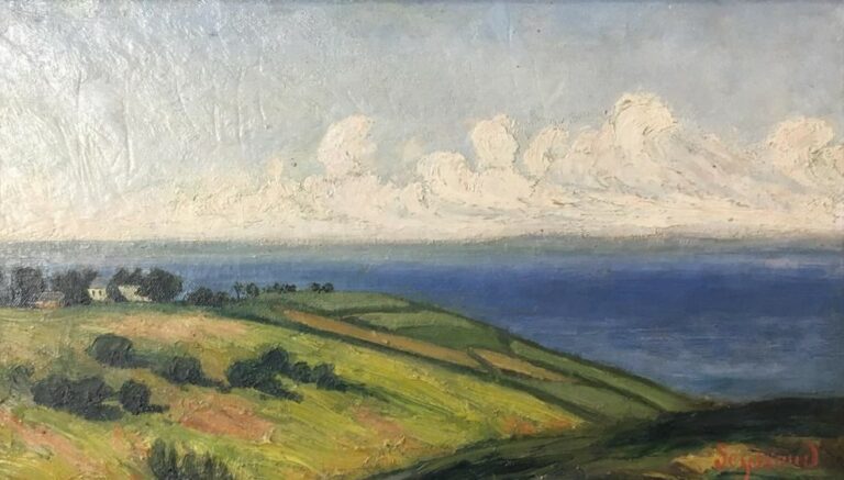 René SEYSSAUD (1867-1952). - Paysage de bord de mer vallonné - Huile sur toile.…