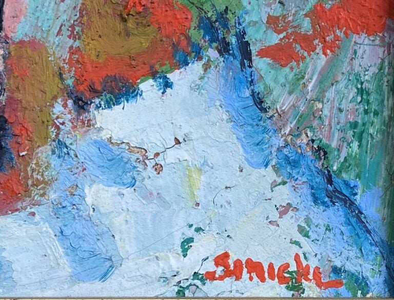 René SINICKI (1910- ?) - Panier de fruits - Huile sur toile signée en bas à dro…