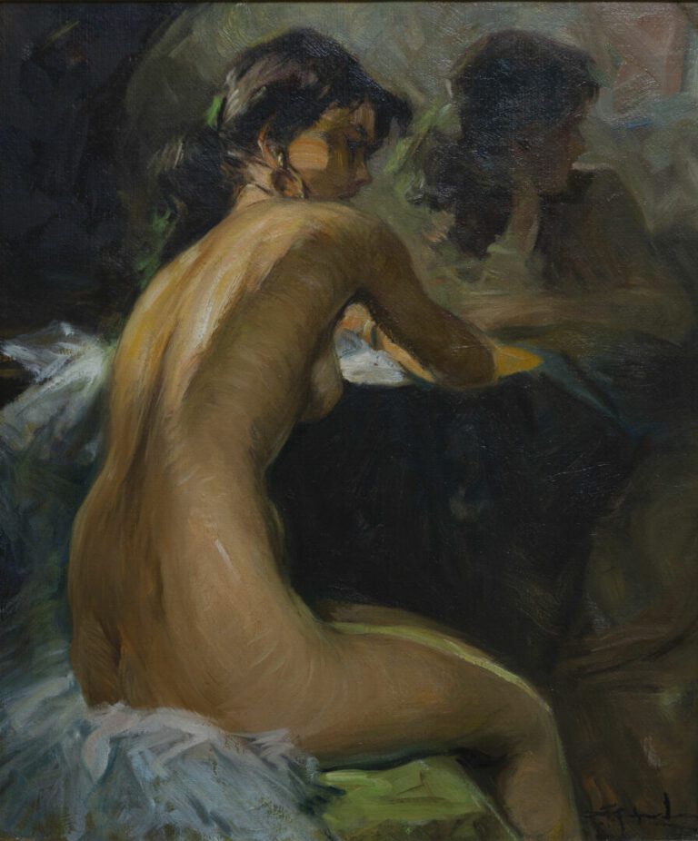 Richard DURANDO TOGO (1910-?) - Femme nue accoudée - Huile sur toile, signée en…
