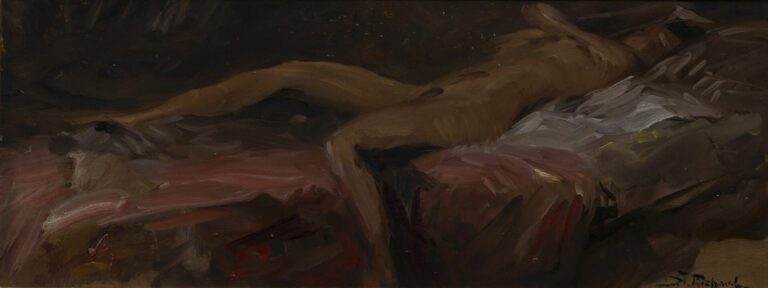 Richard DURANDO TOGO (1910-?) - Femme nue allongée - Huile sur carton, signé en…