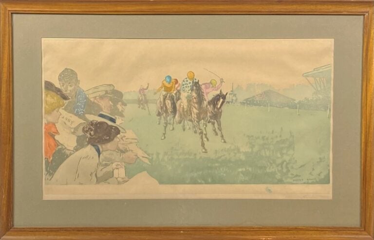 Richard RANFT (1862-1931) - La course hippique - Aquatinte, impression en coule…