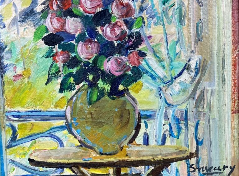 Robert SAVARY (1920-2000) - Nature morte au chat - Huile sur toile - Signée en…