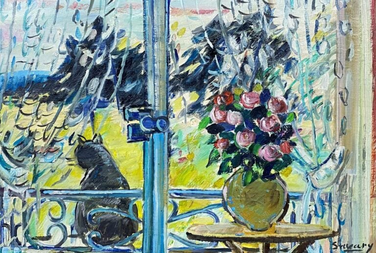 Robert SAVARY (1920-2000) - Nature morte au chat - Huile sur toile - Signée en…