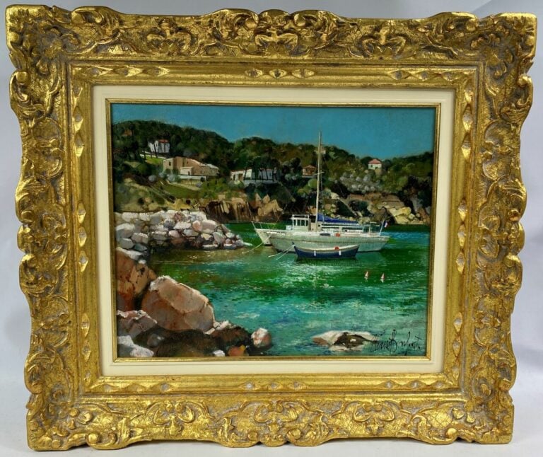 Robert VERNET-BONFORT (1934) - Bateaux à la Redonne - Huile sur toile, signée e…