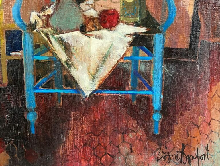 Robert VERNET-BONFORT (1934) - Le fauteuil bleu - Huile sur toile, signée en ba…