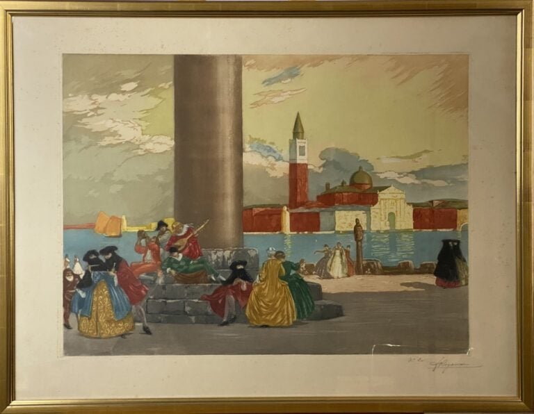 ROGANEAU. - Carnaval de Venise, place St Marc - Lithographie