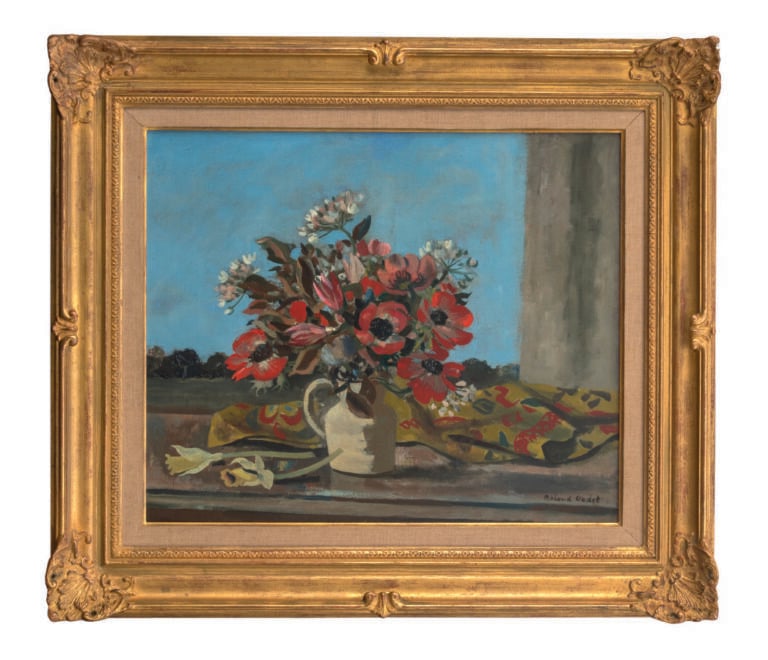 Roland OUDOT (1897-1981) - Bouquet d'anémones dans un pichet - Huile sur toile,…