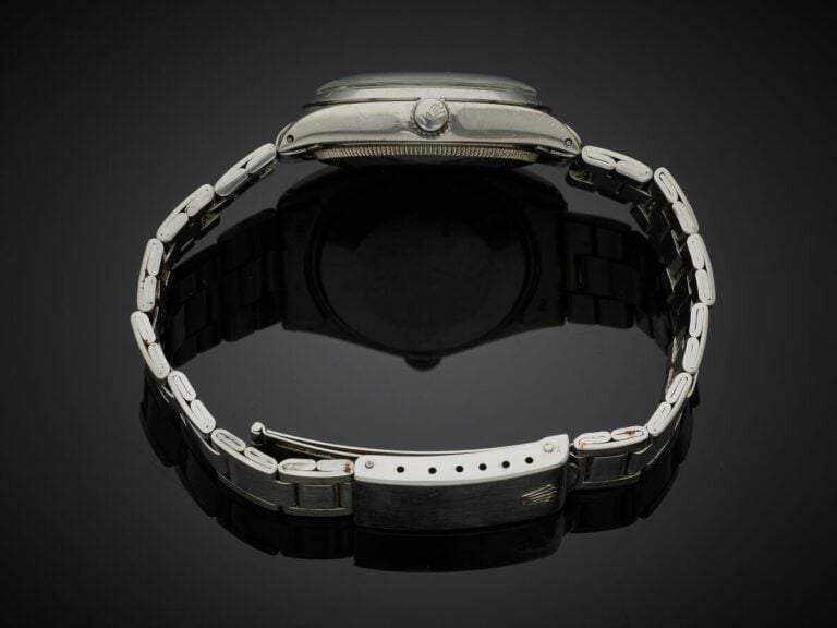 ROLEX - BRACELET MONTRE modèle "Air King" en acier. Lunette lisse. Cadran satin…