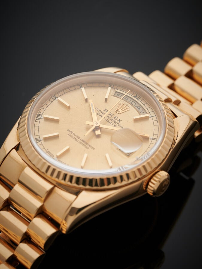 ROLEX - BRACELET MONTRE modèle "Oyster Perpetual Day Date" en or jaune (750‰).…