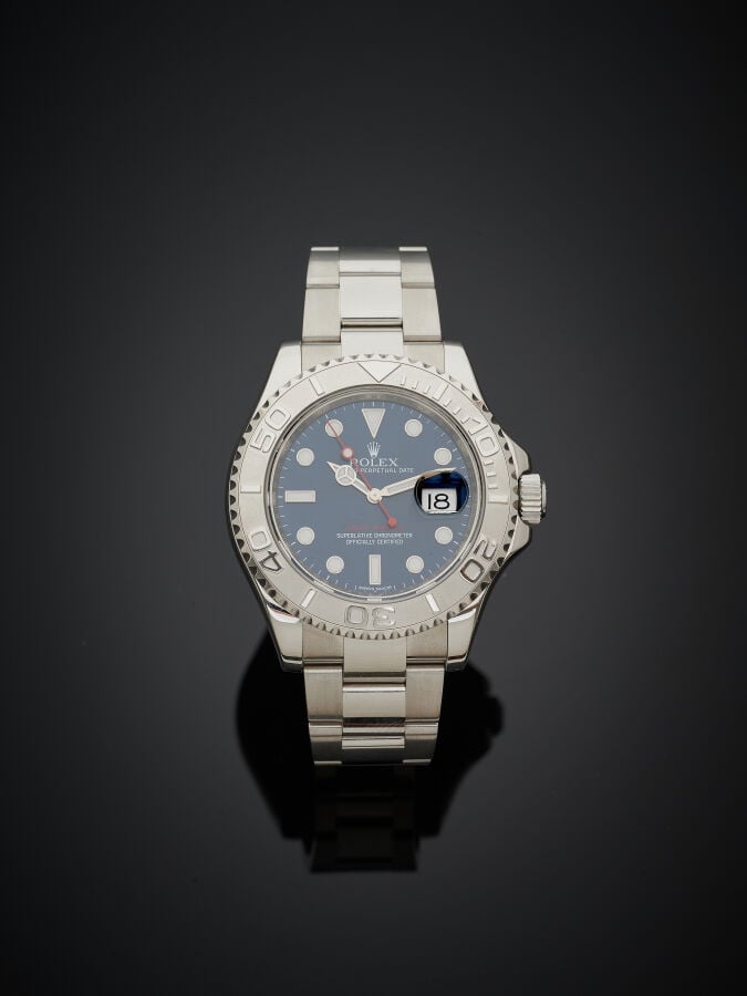 ROLEX - BRACELET MONTRE modèle "Yacht Master" en acier. Lunette tournante bi-di…