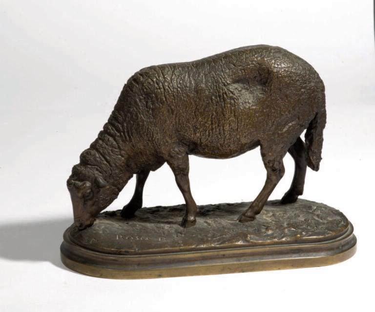 ROSA BONHEUR (1822-1899) - Brebis - Bronze à patine brune. Signé ROSA B. 15 x 2…