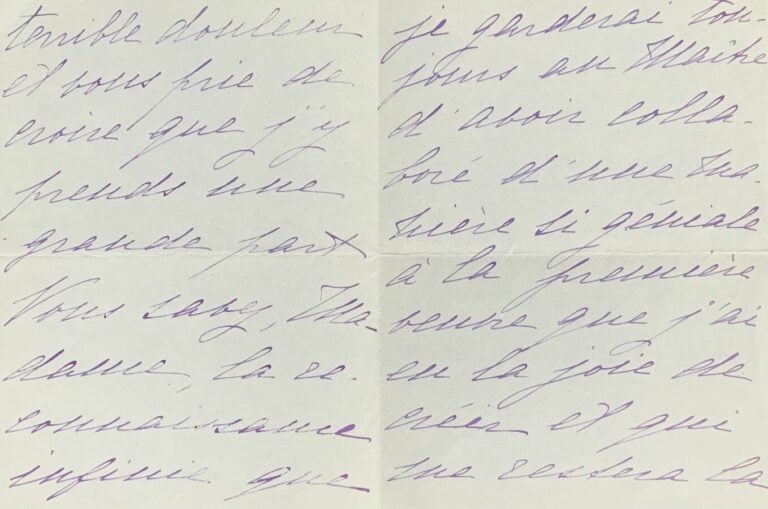 Rubinstein, Ida L.a.s. - Lettre de condoléances à l'occasion de la mort de Debu…