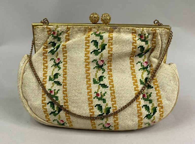 Sac du soir tissé à motifs de fleurs - Long. : 18 cm