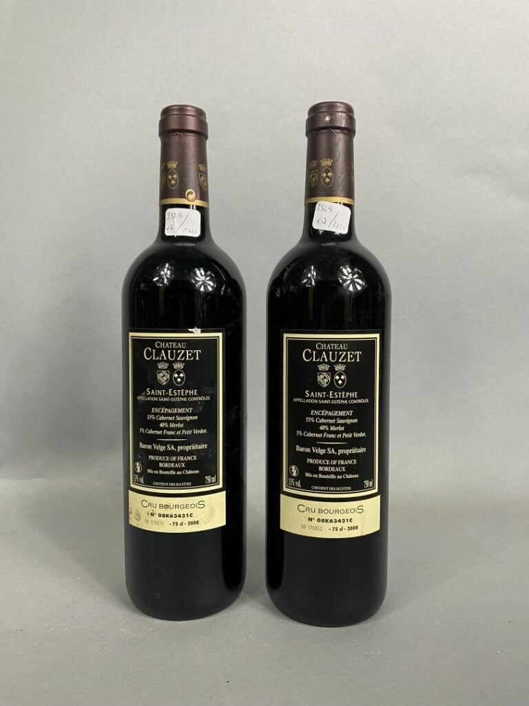 Saint Estèphe, Château Clauzet - Lot de deux bouteilles, 2008 - (en l'état)