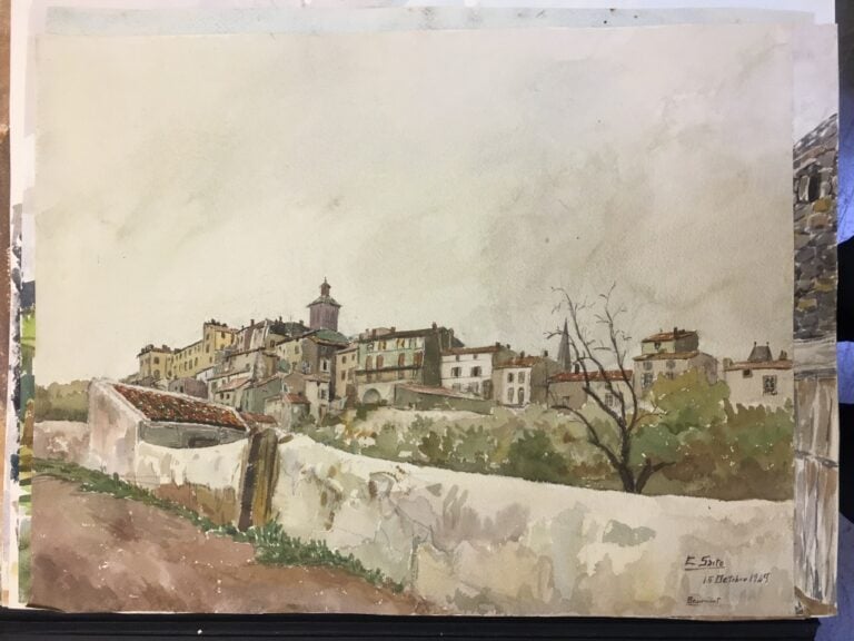 SAITO Ei Ichi (né en 1920). - Cinq vues de villages - Cinq aquarelles sur papie…