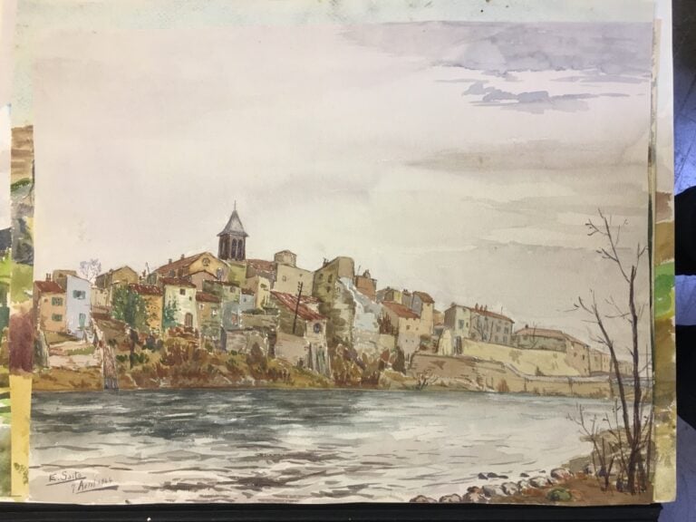 SAITO Ei Ichi (né en 1920). - Cinq vues de villages - Cinq aquarelles sur papie…