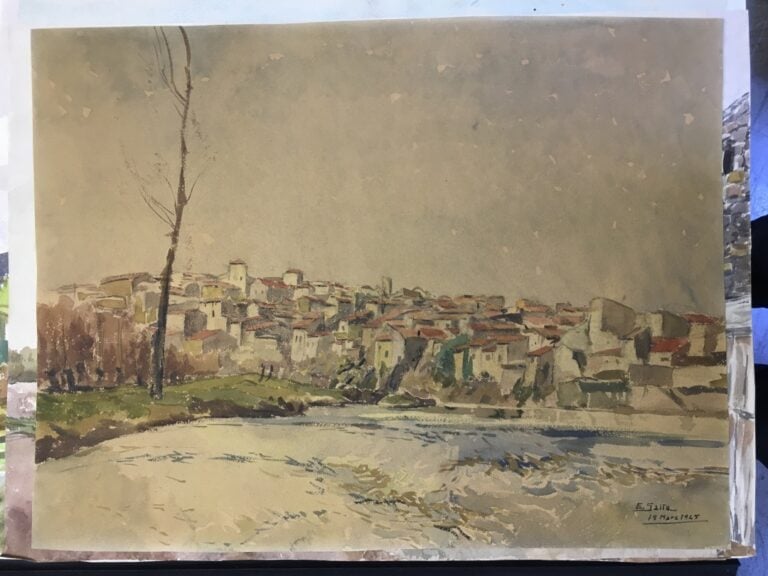 SAITO Ei Ichi (né en 1920). - Cinq vues de villages - Cinq aquarelles sur papie…