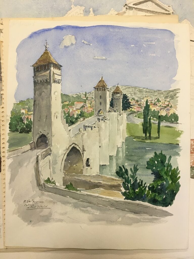 SAITO Ei Ichi (né en 1920). - Huit vues du sud-ouest de la France: le Pont du G…