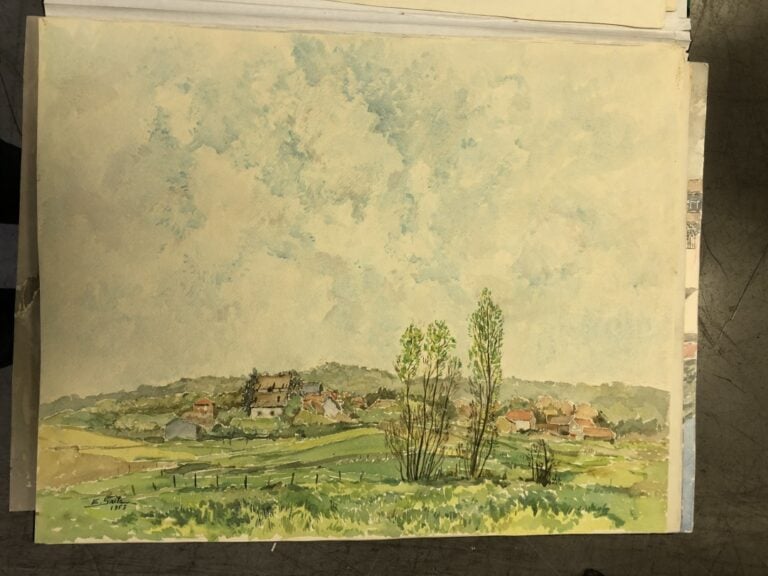 SAITO Ei Ichi (né en 1920). - Paysages de campagne - Quatre aquarelles sur papi…