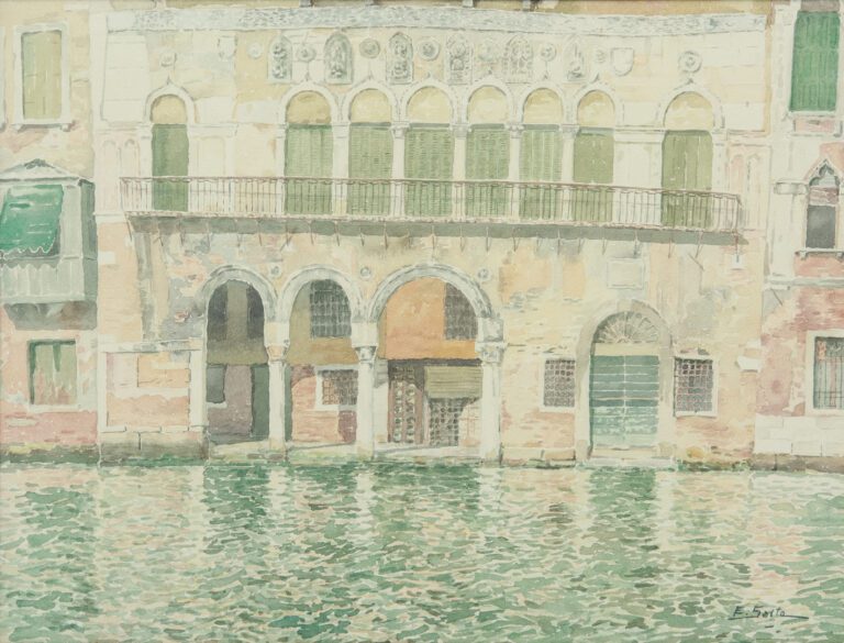 SAITO Ei Ichi (né en 1920). - Venise, Ca' da Mosto - Aquarelle sur papier, sign…