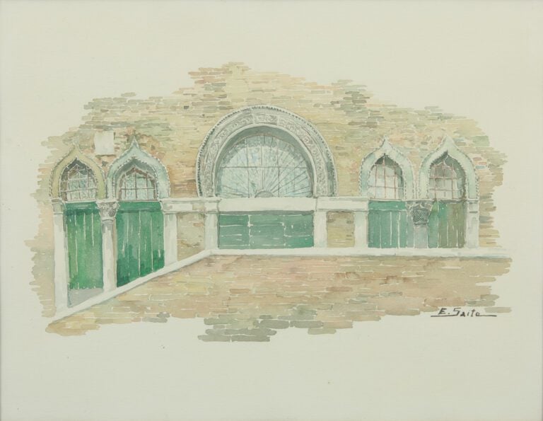 SAITO Ei Ichi (né en 1920). - Venise, cinq portes - Aquarelle sur papier, signé…