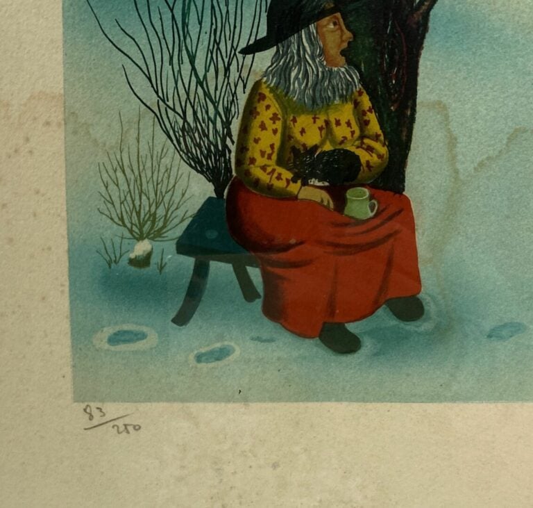 SAMIC (XXe) - Femme au chat et chevaux - Lithographie, signée en bas à droite -…