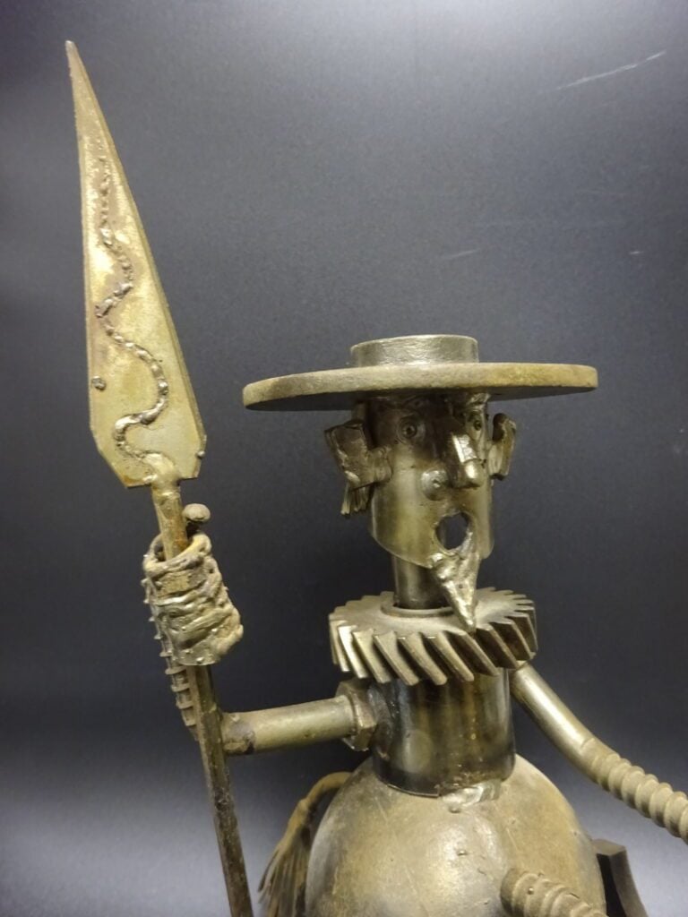 Sancho Pança à cheval en fer forgé. - Hauteur: 40 cm.