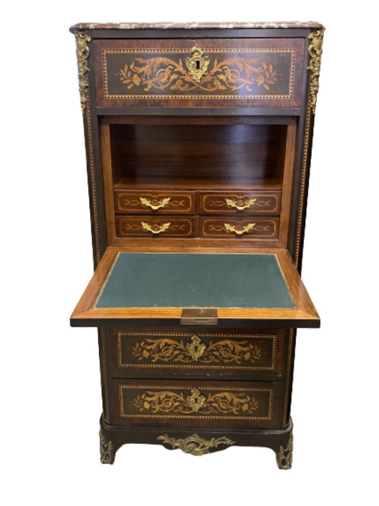 Secretaire à abattants en bois marqueté - Style Napoléon III - (éclats au bois…