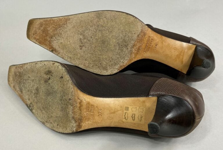 Sergio ROSSI - Paire de bottines en cuir et nylon marron - Pointure 37.5 - H. t…