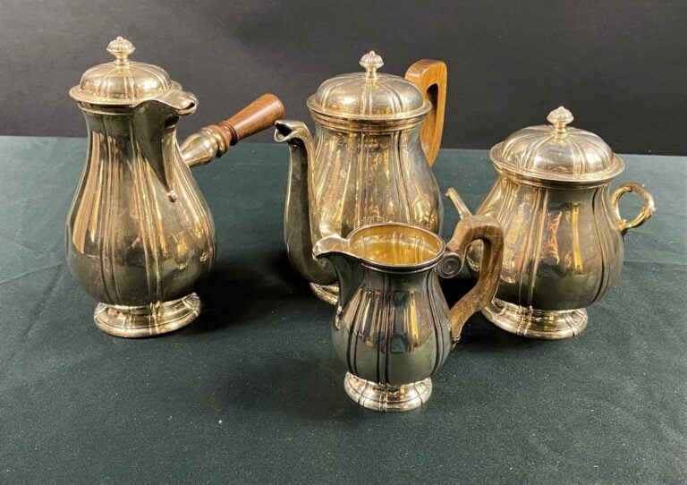Service à café et chocolat en argent (925) comprenant une cafetière, une chocol…