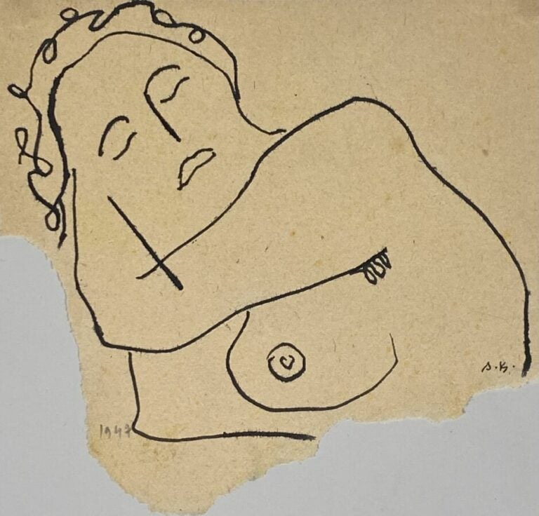 Slavko KOPA (1913-1995) - 4 têtes, projet pour une carte de voeux,1966 (?) - En…
