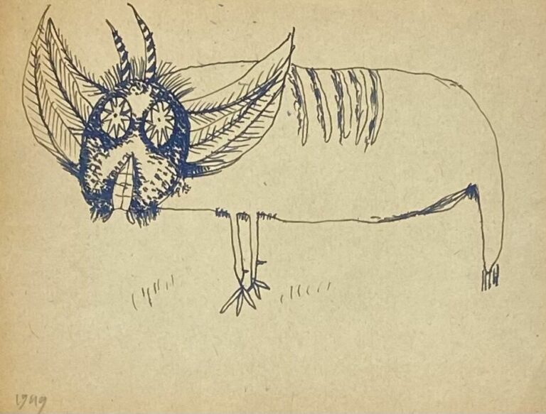 Slavko KOPA (1913-1995) - Animal fantastique ,1949 - Encre sur papier, cachet d…
