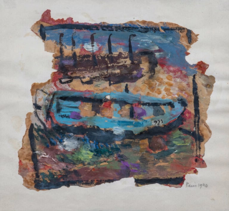 Slavko KOPA (1913-1995) - Barque, 1940 - Huile sur papier, contrecollé sur papi…