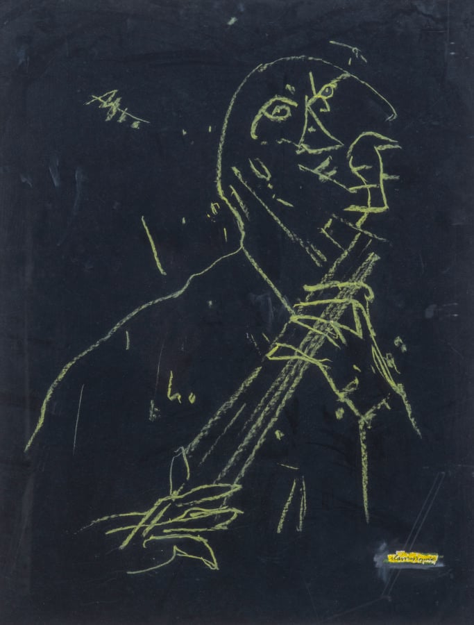 Slavko KOPA (1913-1995) - Berger - Dessin sur carton noir à gratter, signé en b…