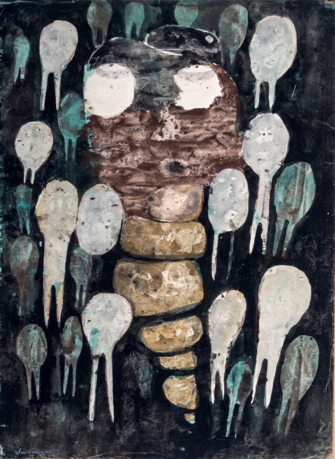 Slavko KOPA (1913-1995) - Composition, 1962 - Gouache sur papier, signée et dat…
