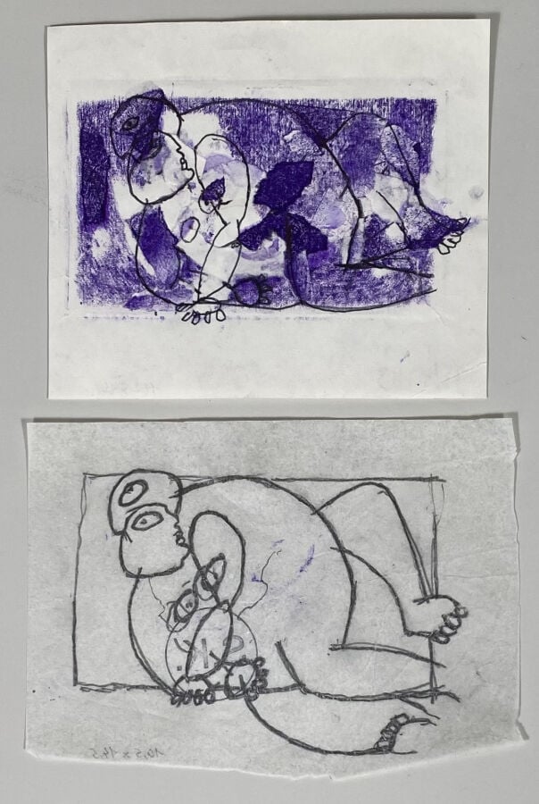 Slavko KOPA (1913-1995) - Couple enlacé, 1973 - Collage et technique mixte sur…
