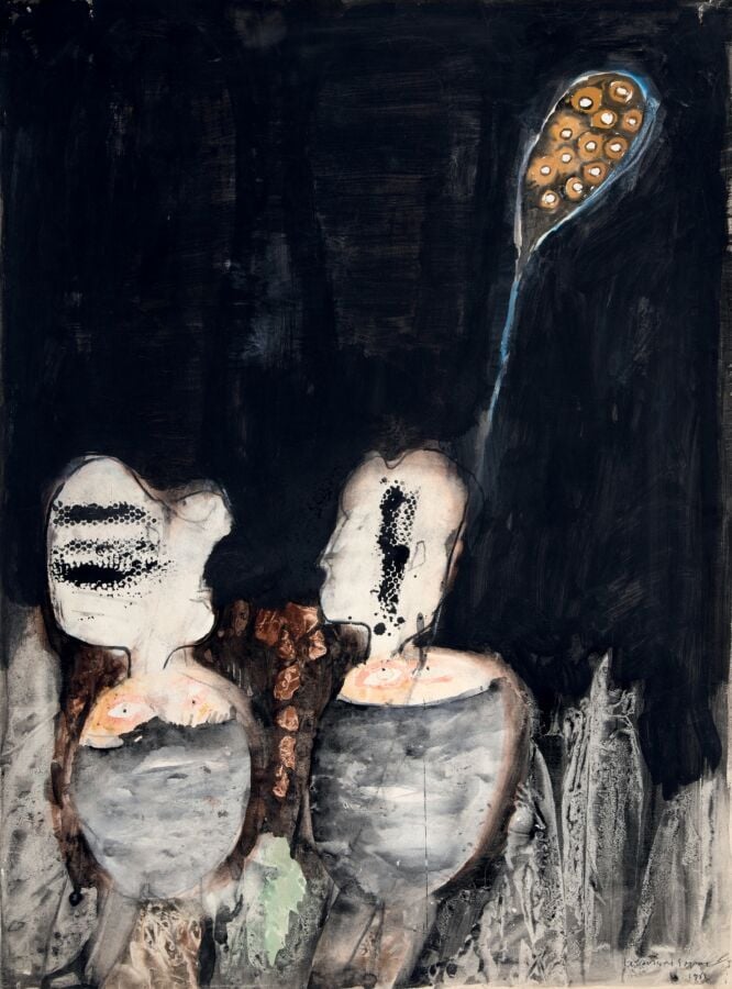 Slavko KOPA (1913-1995) - Deux personnages avec un ballon, 1961/1984 - Techniqu…