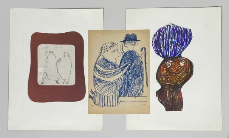 Slavko KOPA (1913-1995) - Deux personnages - Crayon sur papier, cachet du monog…