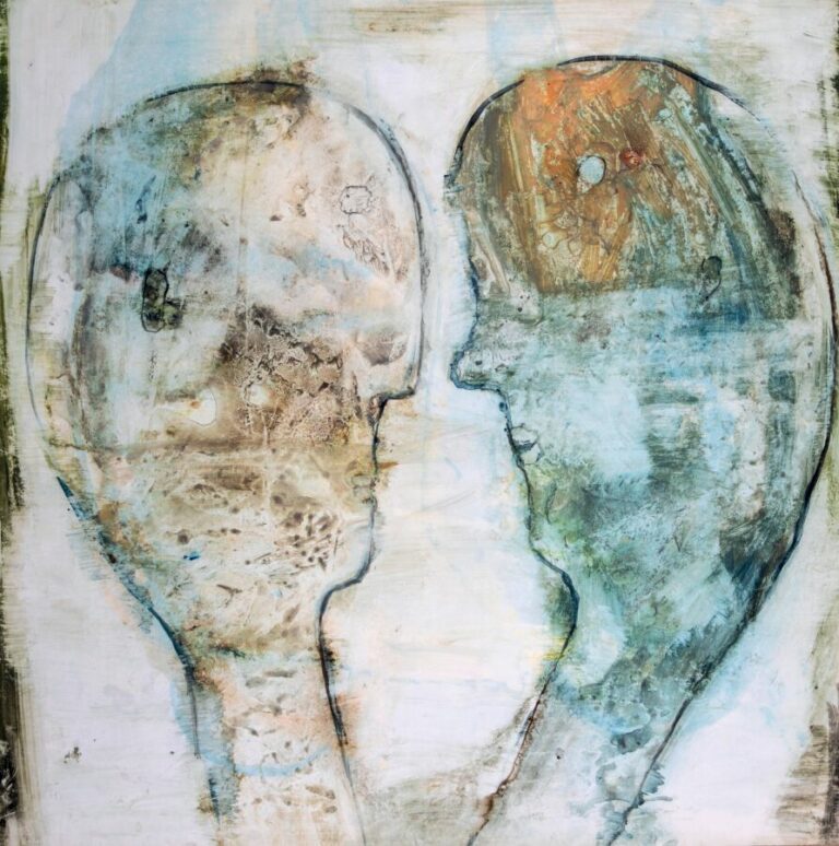 Slavko KOPA (1913-1995) - Deux têtes, 1963 - Technique mixte sur papier, cachet…