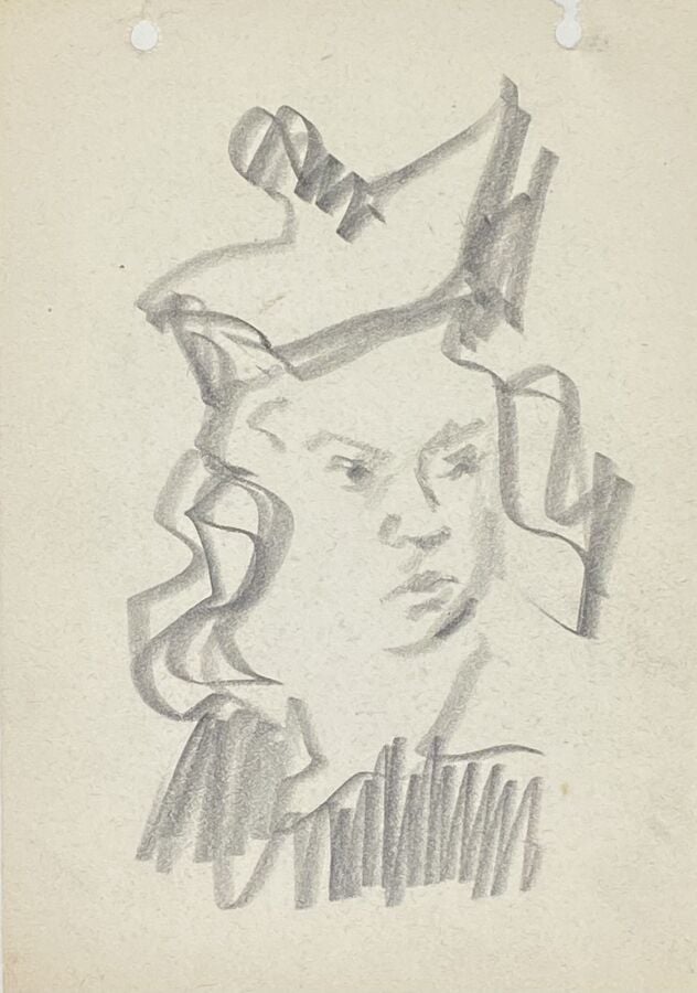 Slavko KOPA (1913-1995) - Ecclésiastique - Fusain sur papier, double face, au d…