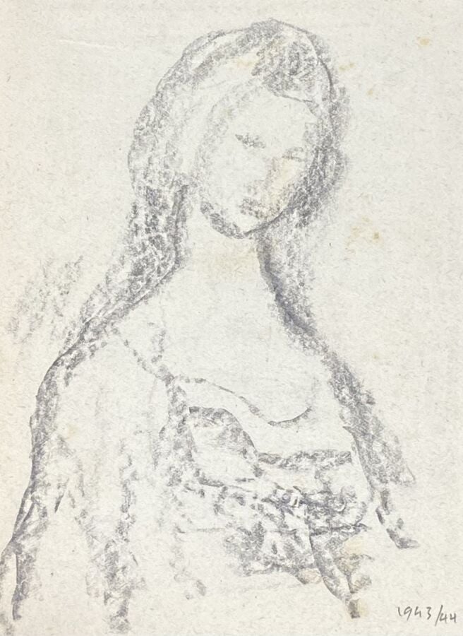 Slavko KOPA (1913-1995) - Ecclésiastique - Fusain sur papier, double face, au d…